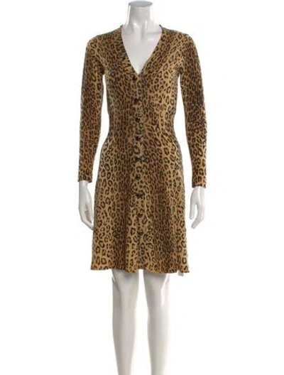 Pre-owned Milly Merino Wool Mini Dress In Neutral