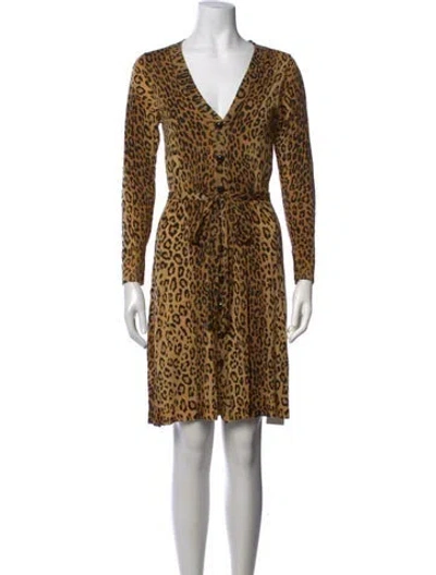Pre-owned Milly Merino Wool Mini Dress In Neutrals