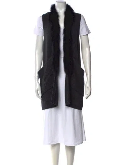 Pre-owned Milly Merino Wool Open Front Sweater In Black