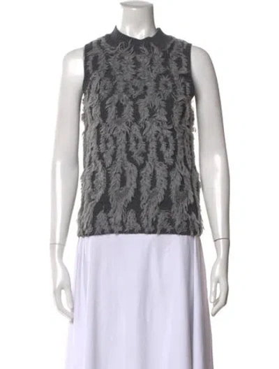 Pre-owned Milly Merino Wool Patterned Sweater In Gray