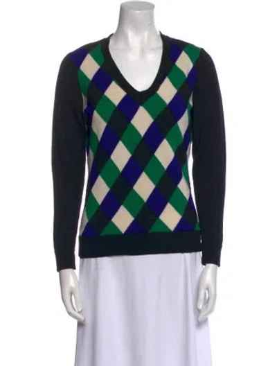 Pre-owned Milly Merino Wool Printed Sweater In Multi
