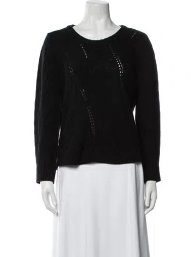 Pre-owned Milly Merino Wool Scoop Neck Sweater In Black