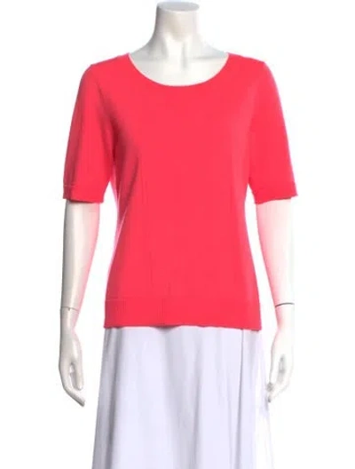 Pre-owned Milly Merino Wool Scoop Neck Sweater In Pink