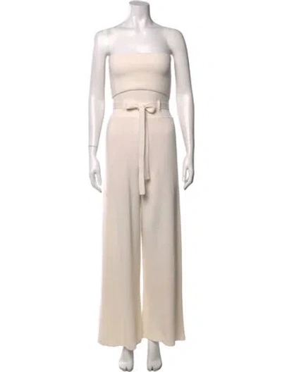 Pre-owned Milly Merino Wool Strapless Jumpsuit In Neutrals