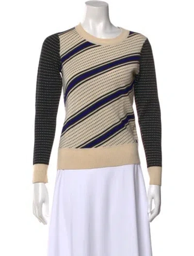 Pre-owned Milly Merino Wool Striped Sweater In Blue