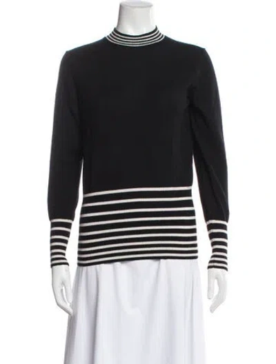 Pre-owned Milly Merino Wool Striped Sweater In Blue