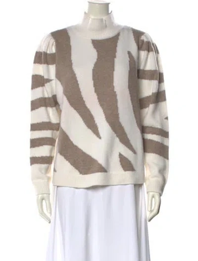 Pre-owned Milly Merino Wool Striped Sweater W/ Tags In White