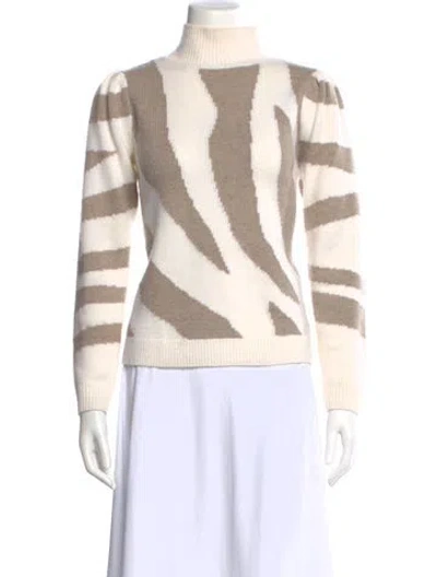 Pre-owned Milly Merino Wool Striped Sweater In White