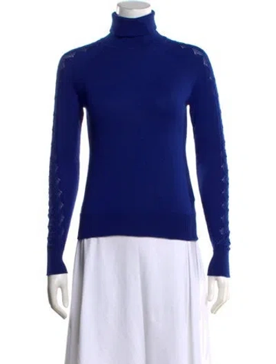 Pre-owned Milly Merino Wool Turtleneck Sweater In Blue