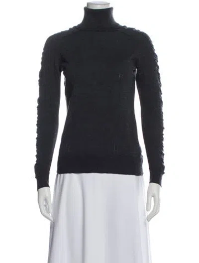 Pre-owned Milly Merino Wool Turtleneck Sweater In Gray