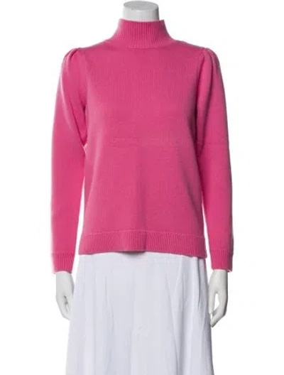 Pre-owned Milly Merino Wool Turtleneck Sweater In Pink