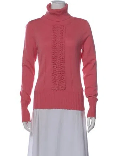 Pre-owned Milly Merino Wool Turtleneck Sweater In Pink