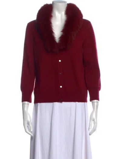 Pre-owned Milly Merino Wool V-neck Sweater In Red