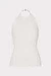 Milly Metal Neck Trim Sleeveless Halter Top In Ecru
