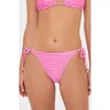 Milly Metallic Stripe String Bikini Bottoms In Pink