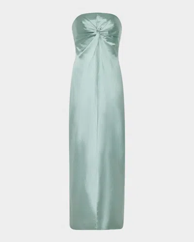 Milly Michell Strapless Satin Maxi Dress In Green