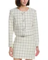 Milly Mika Plaid Crop Jacket In Neutral