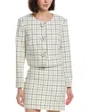 Milly Mika Plaid Crop Jacket In White