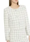 Milly Mika Plaid Crop Jacket In White