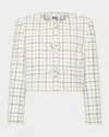 Milly Mika Plaid Crop Jacket In White