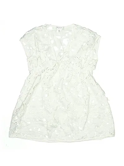 Pre-owned Milly Minis Kids' Sleeveless Top White Plunge Neckline Tops