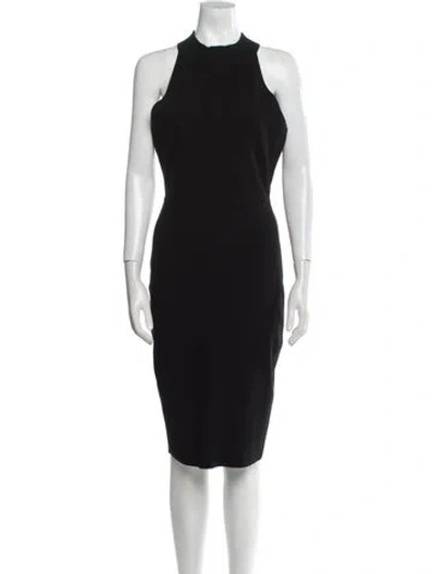 Pre-owned Milly Mock Neck Knee-length Dress In Black