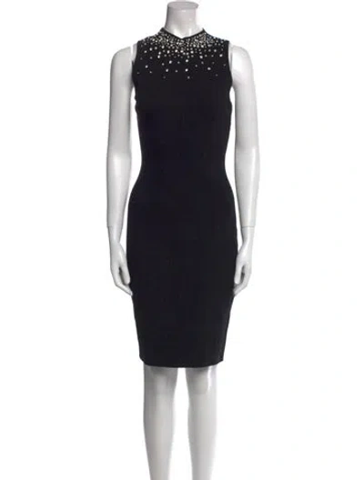 Pre-owned Milly Mock Neck Knee-length Dress In Black