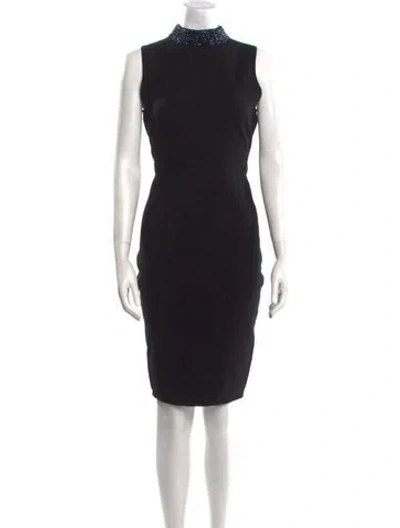 Pre-owned Milly Mock Neck Knee-length Dress In Black
