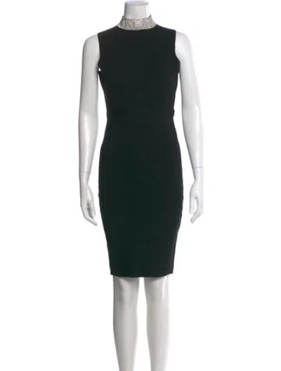 Pre-owned Milly Mock Neck Knee-length Dress In Black
