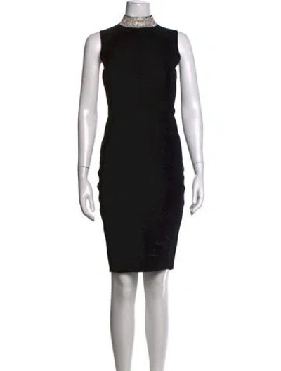 Pre-owned Milly Mock Neck Knee-length Dress In Black
