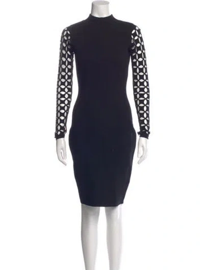 Pre-owned Milly Mock Neck Knee-length Dress In Blue