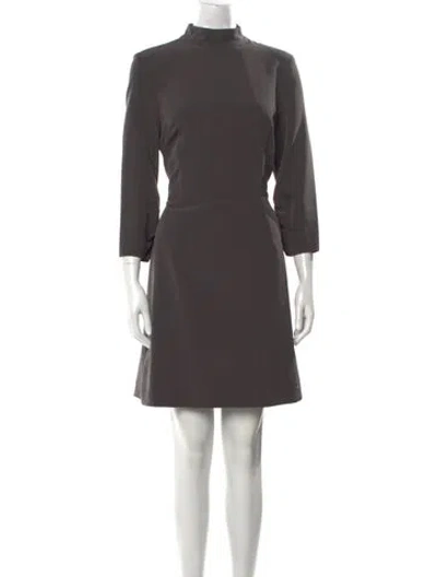 Pre-owned Milly Mock Neck Knee-length Dress In Gray