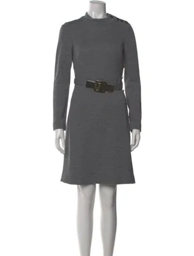 Pre-owned Milly Mock Neck Knee-length Dress In Gray