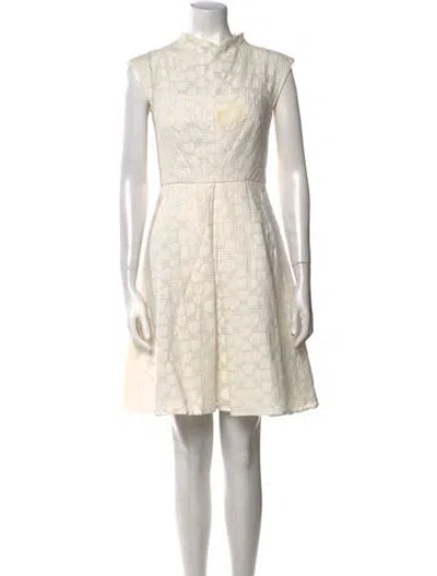 Pre-owned Milly Mock Neck Knee-length Dress In Neutral