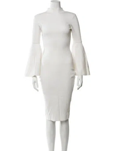 Pre-owned Milly Mock Neck Knee-length Dress In Neutrals