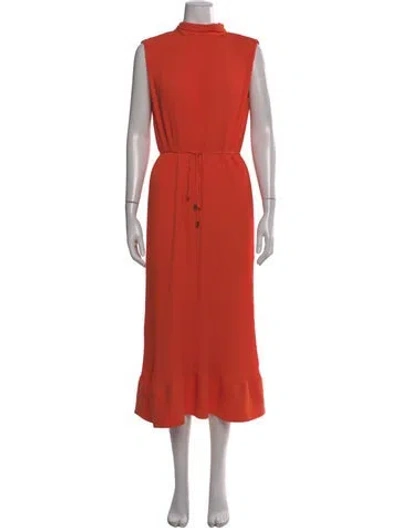 Pre-owned Milly Mock Neck Knee-length Dress In Orange