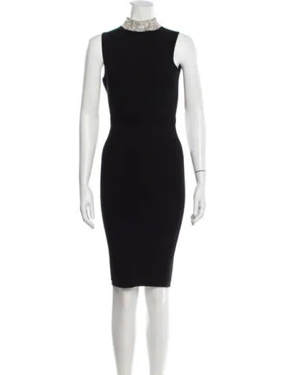 Pre-owned Milly Mock Neck Long Dress In Blue