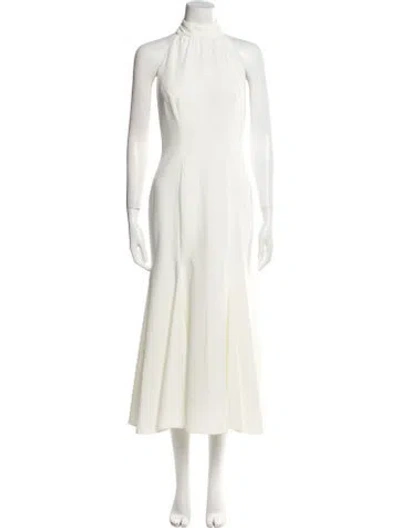Pre-owned Milly Mock Neck Long Dress In Neutral