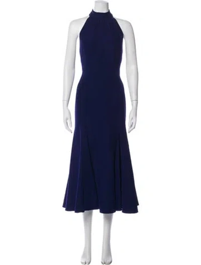 Pre-owned Milly Mock Neck Long Dress W/ Tags In Blue