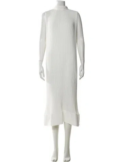 Pre-owned Milly Mock Neck Long Dress In White