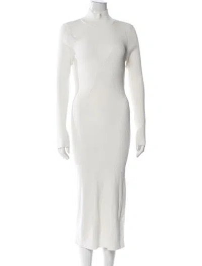 Pre-owned Milly Mock Neck Long Dress In White