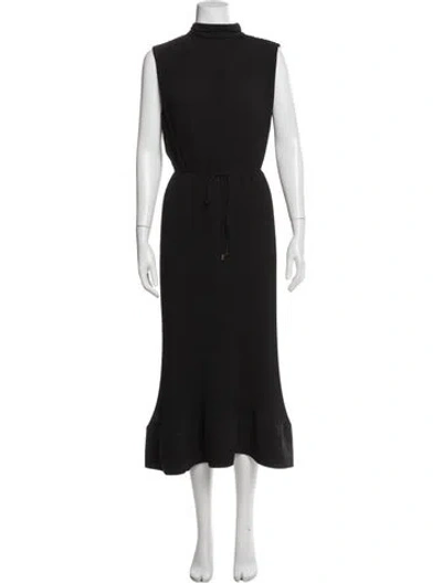 Pre-owned Milly Mock Neck Midi Length Dress In Black