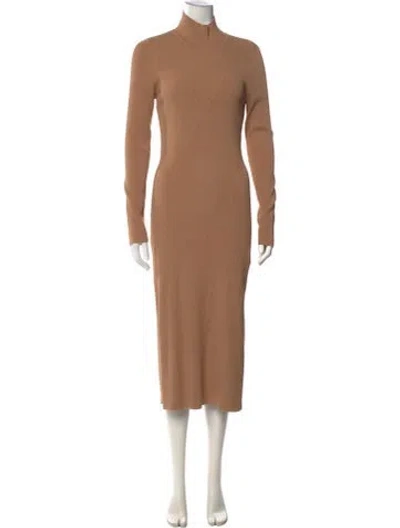 Pre-owned Milly Mock Neck Midi Length Dress W/ Tags In Neutrals