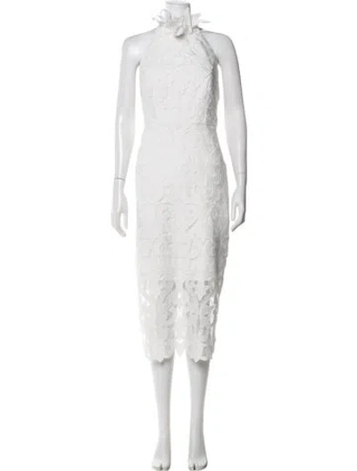 Pre-owned Milly Mock Neck Midi Length Dress In White