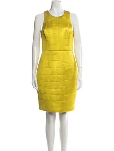 Pre-owned Milly Mock Neck Midi Length Dress In Yellow