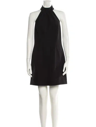 Pre-owned Milly Mock Neck Mini Dress In Black