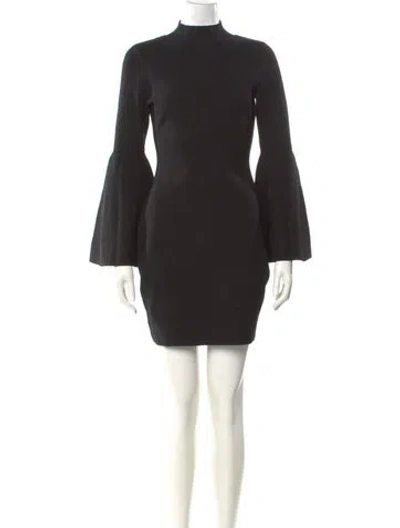 Pre-owned Milly Mock Neck Mini Dress In Black