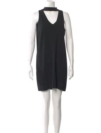 Pre-owned Milly Mock Neck Mini Dress In Black
