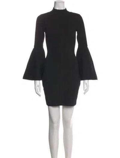 Pre-owned Milly Mock Neck Mini Dress In Black
