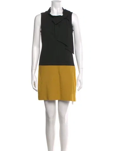 Pre-owned Milly Mock Neck Mini Dress In Black